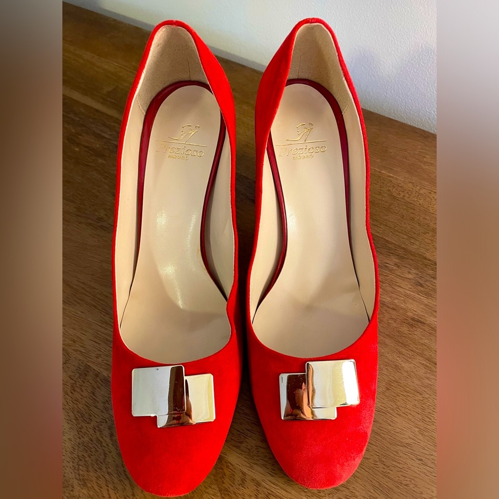 Red suede bow pumps Prezioso EU39/US8